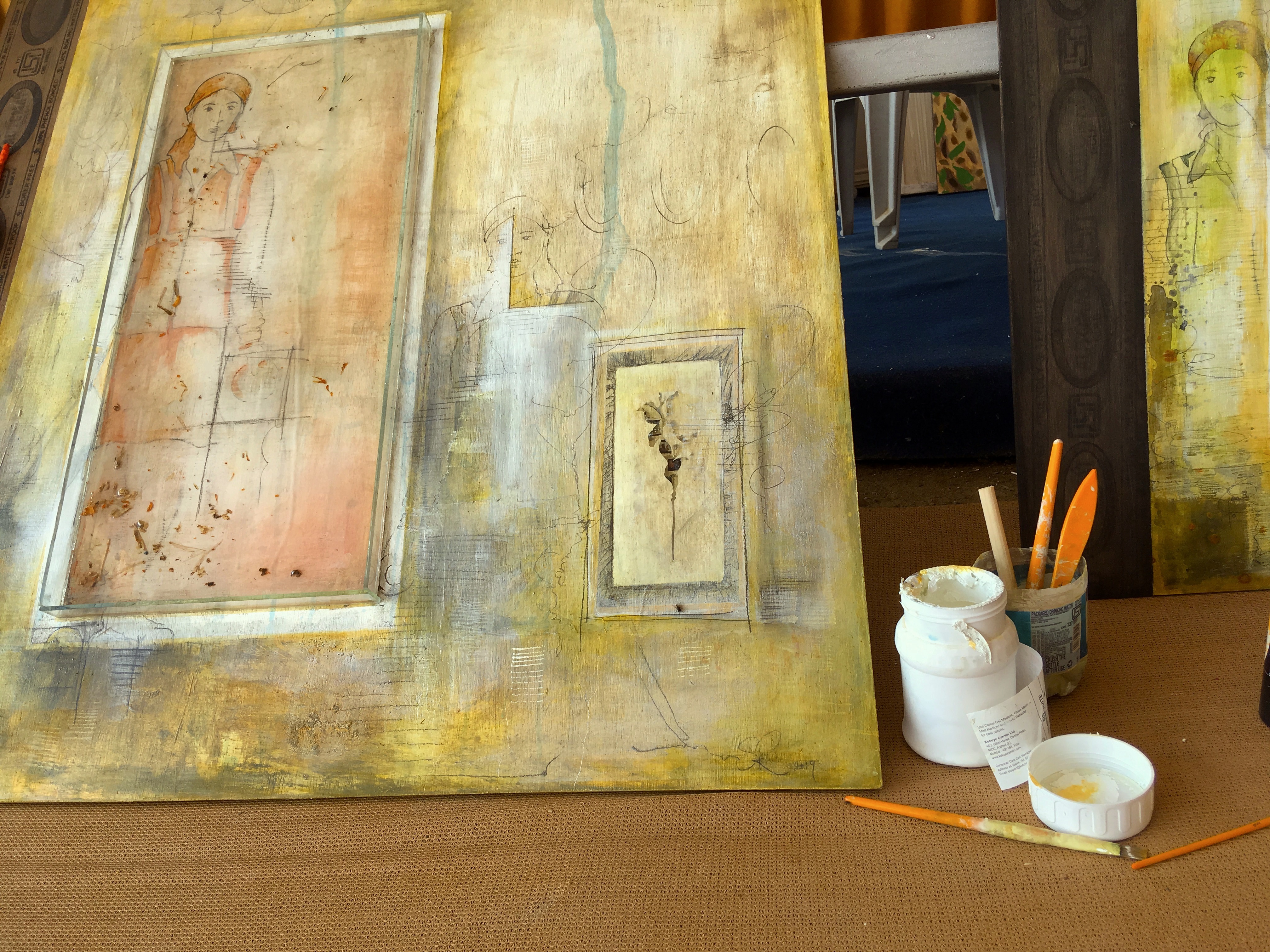 Artwork being made